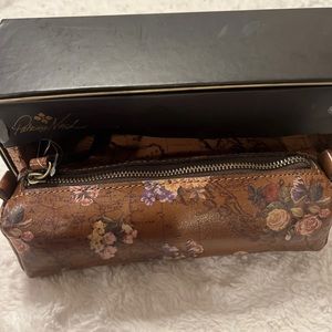 patricia nash floral Butterfly map print leather wristlet bag cylinder